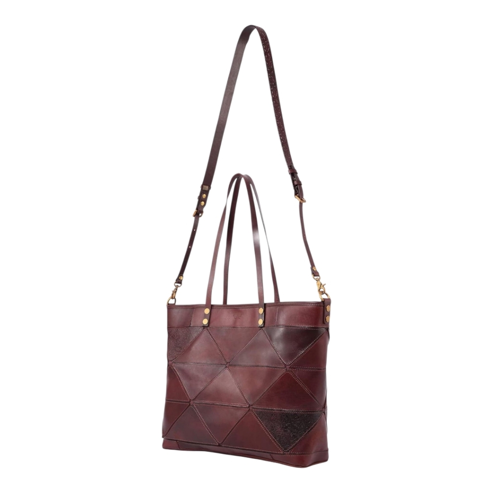 Old Trend Brown Leather Prism Tote With Missing Stud Rivet GUC - Picture 5 of 16